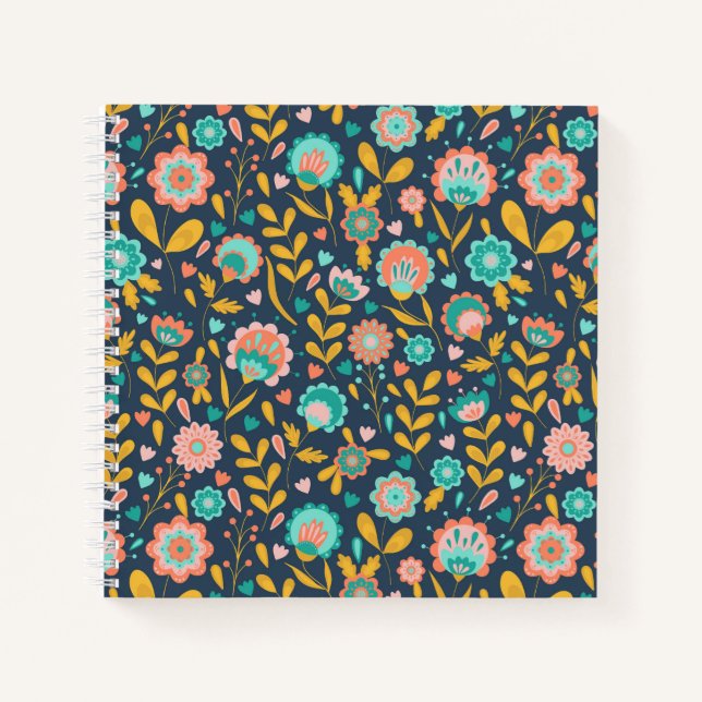 Cuaderno Patrón de flor de arte folclórico (Anverso)