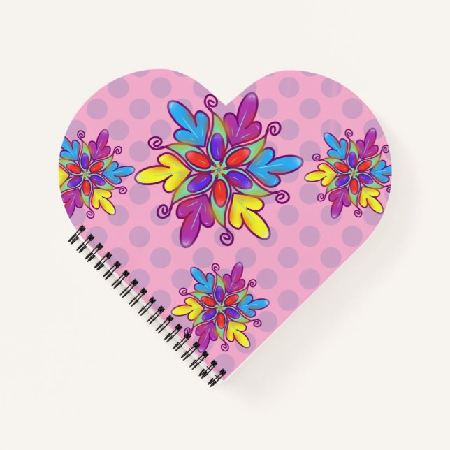 Cuaderno Patrón de Flor de Caleidoscopio Abstracto Colorido (Anverso)