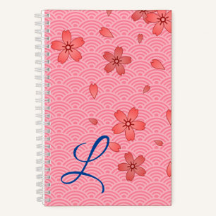 Cuaderno Patrón de flor de cerezo japonesa y ola