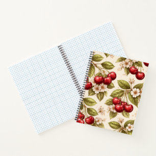 Cuaderno Patrón de flor de cerezo y cerezo - Floral rosa li