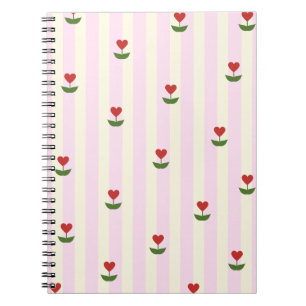 Cuaderno Patrón de Flor de Corazón Dulce – Rayas Suaves de 