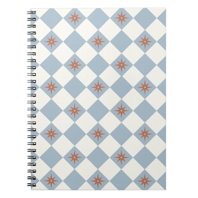 Cuaderno Patrón de Flor de Diamante Azul (Frente)