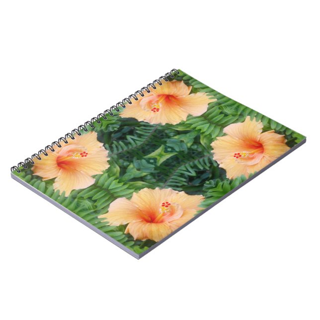 Cuaderno Patrón de flor de Hibiscus naranja (Lado Izquierdo)