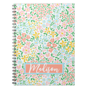 Cuaderno Patrón de flor de jardín de color suave