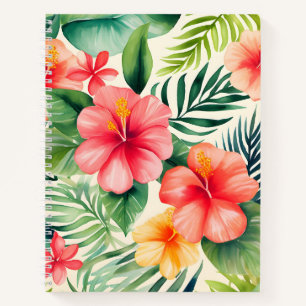 Cuaderno Patrón de flor de los hibiscos tropicales