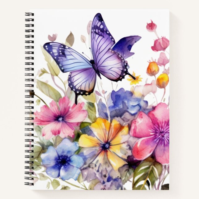 Cuaderno Patrón de flor de mariposa (Anverso)