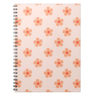 Cuaderno Patrón de Flor de Melocotón Lindo Minimalista Esté