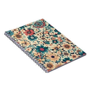 Cuaderno Patrón de flor de primavera bohemio
