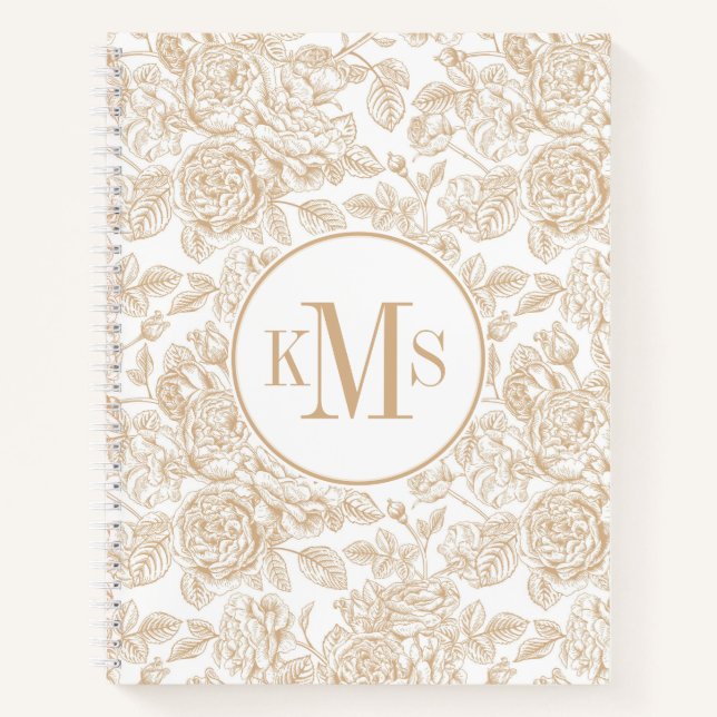 Cuaderno Patrón de flor de Rosa ventilado Beige (Anverso)