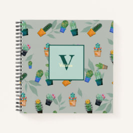 Cuaderno Patrón de flor de vegetación de cactus