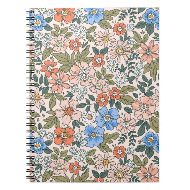 Cuaderno Patrón de flor del jardín de coral (Frente)