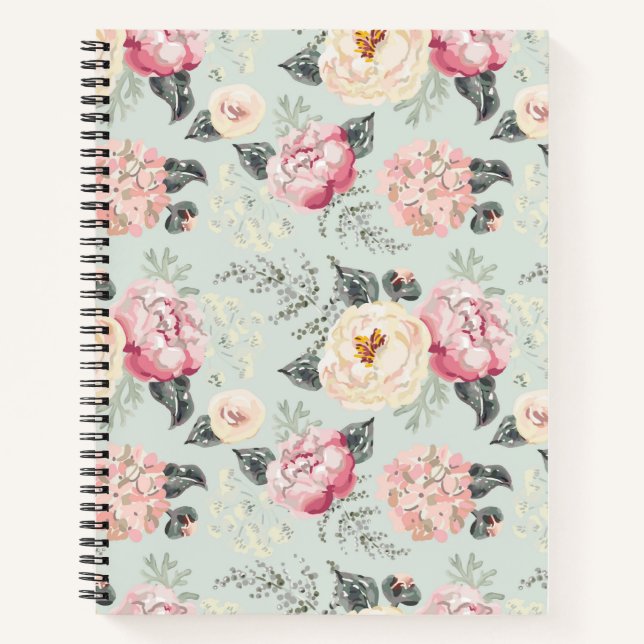 Cuaderno Patrón de flor del jardín rosa (Anverso)