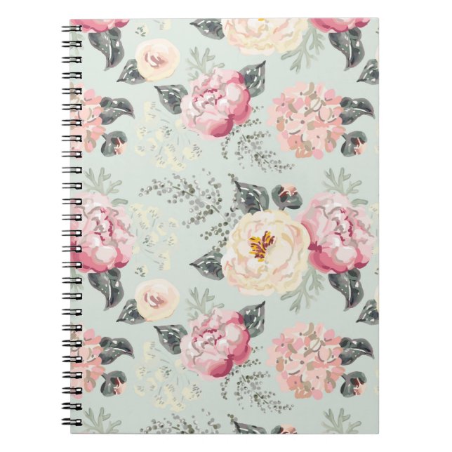 Cuaderno Patrón de flor del jardín rosa (Frente)