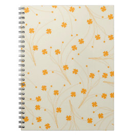 Cuaderno Patrón de flor del naranja Beige Retro Y2K 70