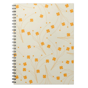Cuaderno Patrón de flor del naranja Beige Retro Y2K 70
