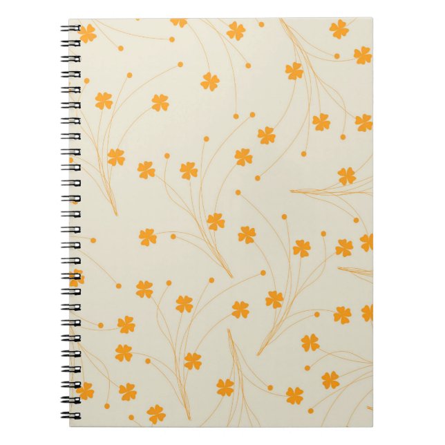Cuaderno Patrón de flor del naranja Beige Retro Y2K 70 (Frente)