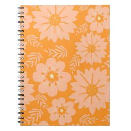 Cuaderno Patrón de flor del Naranja de Fuzz de color rosa d