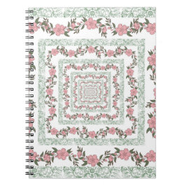Cuaderno Patrón de flor del Retro de borde rosa verde Y2K 7