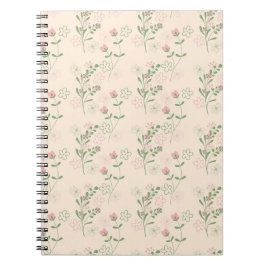 Cuaderno Patrón de flor del Retro Verde Rosa Y2K 70