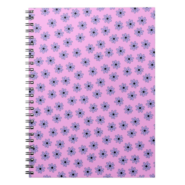Cuaderno Patrón de flor hippie azul púrpura (Frente)