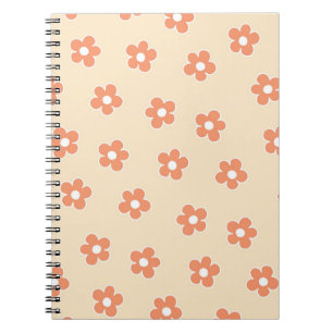 Cuaderno Patrón de flor hippie blanco