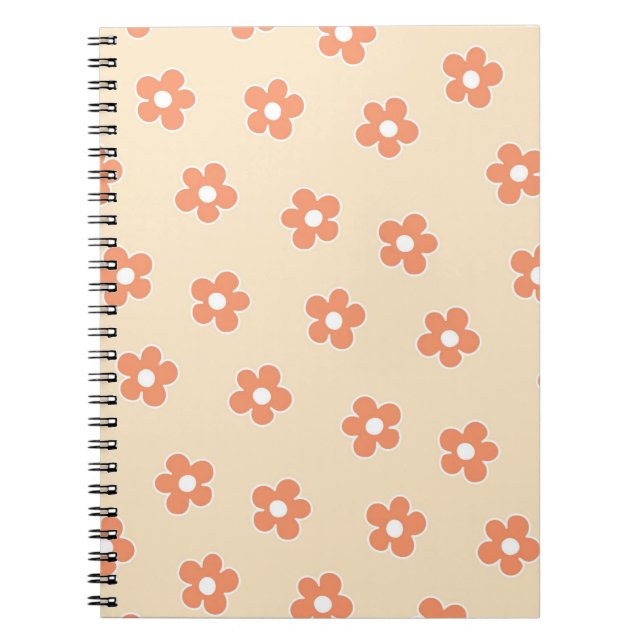 Cuaderno Patrón de flor hippie blanco (Frente)