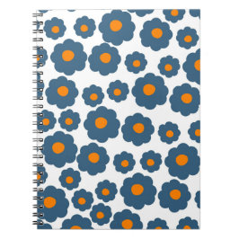 Cuaderno Patrón de flor hippie del Naranja azul preppy