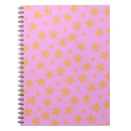 Cuaderno Patrón de flor hippie rosado de Naranja preppy