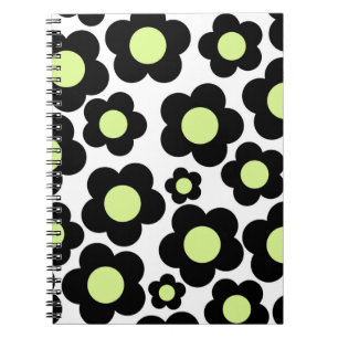Cuaderno Patrón de flor hippie verde neonatal precoz