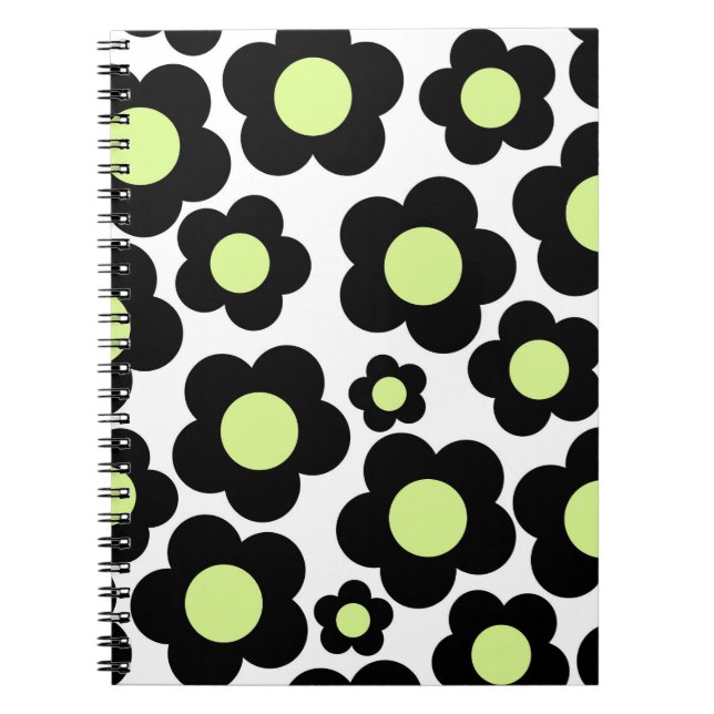 Cuaderno Patrón de flor hippie verde neonatal precoz (Frente)