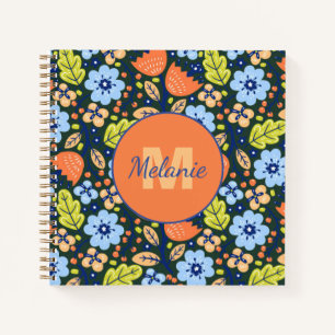 Cuaderno Patrón de Flor Personalizado Moderno y Colorido