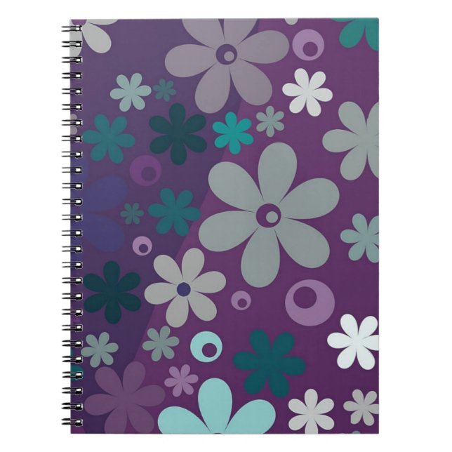 Cuaderno Patrón de flor púrpura (Frente)