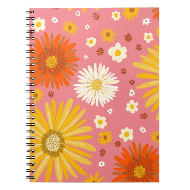 Cuaderno Patrón de flor Retro Daisy (Frente)