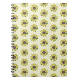 Cuaderno Patrón de Flor Simple de Girasol Marrón Verde Amar