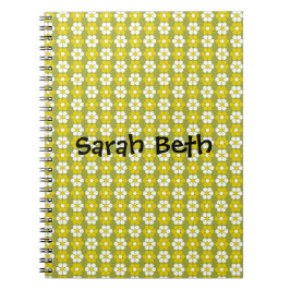 Cuaderno Patrón de flor verde retro personalizado