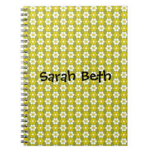 Cuaderno Patrón de flor verde retro personalizado
