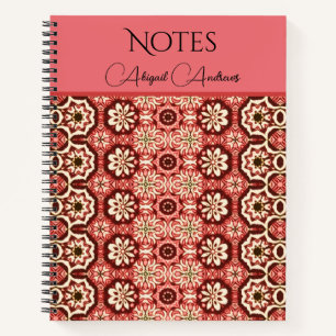 Cuaderno Patrón de Flor Vintage Rosa Replicado
