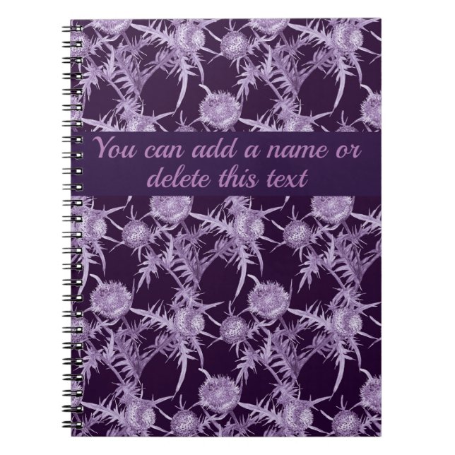Cuaderno patrón de flor violeta de cardo (Frente)