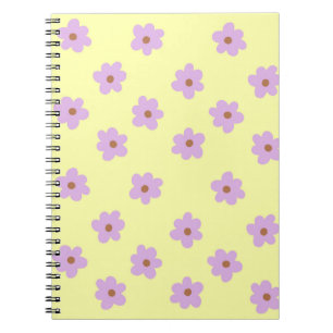 Cuaderno Patrón De Flor Y2K Hippie Retro Púrpura