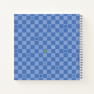 Cuaderno Patrón de flores a cuadros nº 01 - azul claro