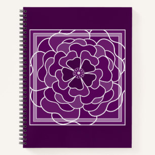 Cuaderno Patrón de flores abstractas púrpura oscuro