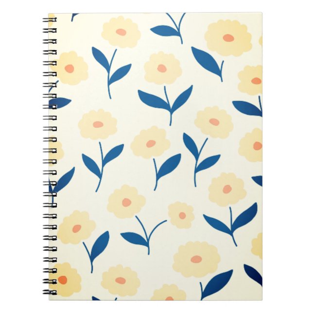 Cuaderno Patrón de flores amarillas de la Moda de boho lind (Frente)
