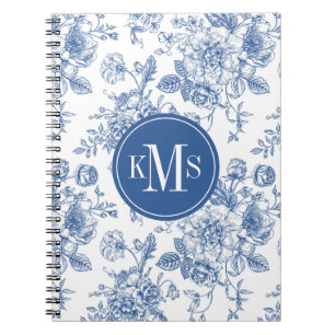 Cuaderno Patrón de flores azules