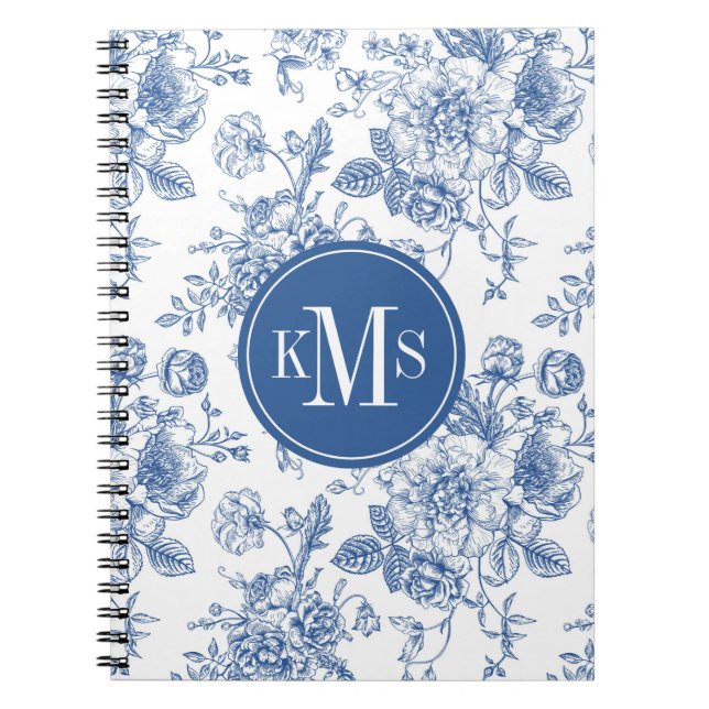 Cuaderno Patrón de flores azules (Frente)
