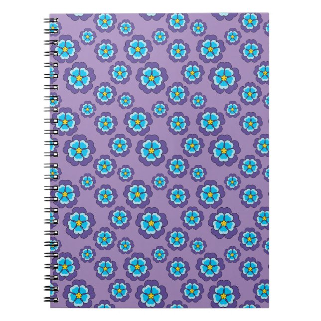 Cuaderno Patrón de flores azules violetas (Frente)