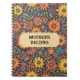 Cuaderno Patrón de flores botánicas retro