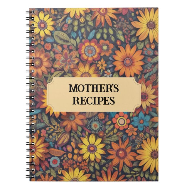 Cuaderno Patrón de flores botánicas retro (Frente)