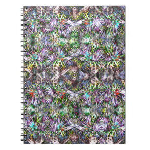 Cuaderno Patrón de flores coloradas psicodélicas