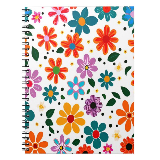 Cuaderno Patrón de flores coloridas (Frente)