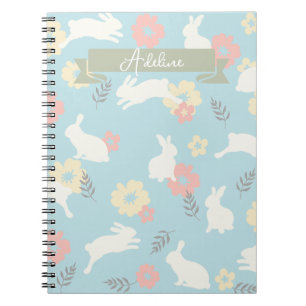 Cuaderno Patrón de flores de conejos cortos